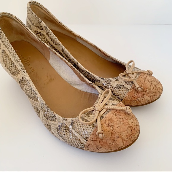 Cole Haan Shoes - Cole Haan Nike Air Snakeskin Cork Cap Toe Wedges